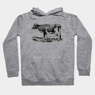 Cow Black and White Illustration Hoodie